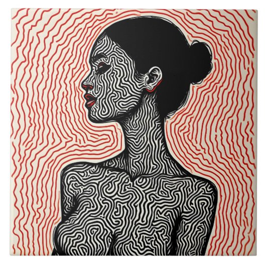 Labyrinth of Her Awakening – A Minimalist Portrait タイル (正面)