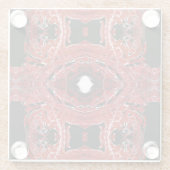 Labyrinthine Abstract Red Black White Fluid Art ガラスコースター (裏面)