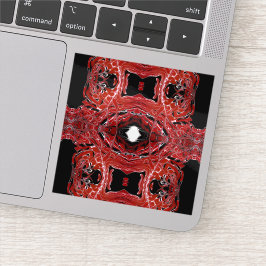 Labyrinthine Abstract Red Black White Fluid Art シール