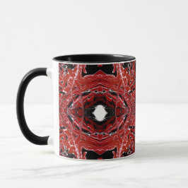 Labyrinthine Abstract Red Black White Fluid Art マグカップ