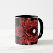 Labyrinthine Abstract Red Black White Fluid Art マグカップ (正面右)