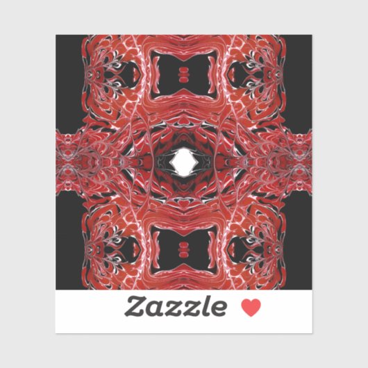 Labyrinthine Red Abstract Acrylic Fluid Art シール (シート)