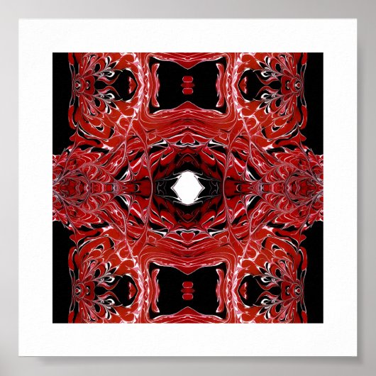 Labyrinthine Red Abstract Acrylic Fluid Art ポスター (正面)