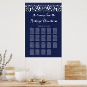 Lace, レース |モノグラム結婚の19テーブル座席表 ポスター (キッチン)