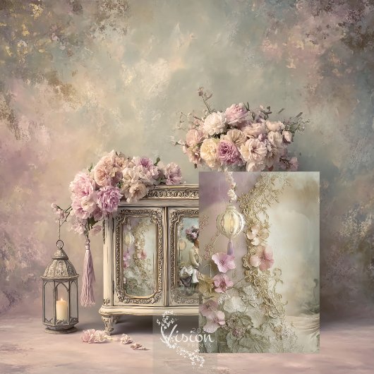 Lace and Light Gold Lace Mauve Flowers Lantern 薄葉紙