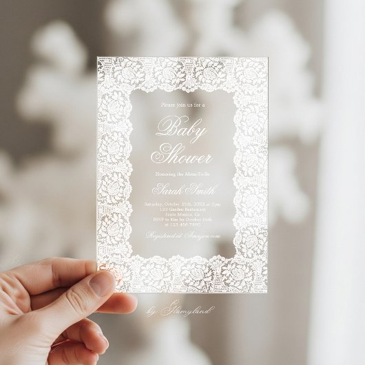 Lace Baby Shower アクリル招待状