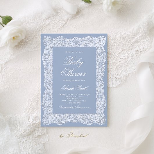 Lace Baby Shower Boy 招待状