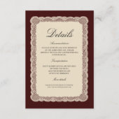 Lace Burgundy Wedding Details Enclosure Card エンクロージャーカード (正面)