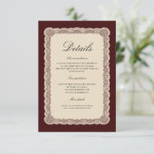 Lace Burgundy Wedding Details Enclosure Card エンクロージャーカード (スタンド正面)