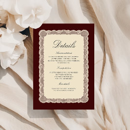 Lace Burgundy Wedding Details Enclosure Card エンクロージャーカード