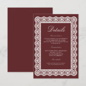Lace Burgundy Wedding Details Enclosure Card エンクロージャーカード (正面/裏面)