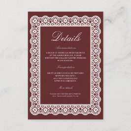 Lace Burgundy Wedding Details Enclosure Card エンクロージャーカード