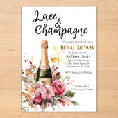 Lace & Champagne Bridal Shower Invitation アクリル招待状 (正面)
