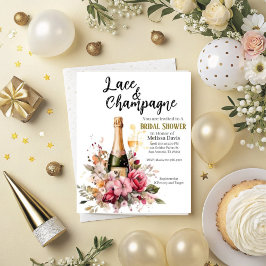 Lace & Champagne Bridal Shower Invitation 招待状