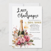 Lace & Champagne Bridal Shower Invitation 招待状 (正面)