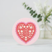 Lace Doily Heart Hand-Drawn Valentine's Day シーズンカード (スタンド正面)