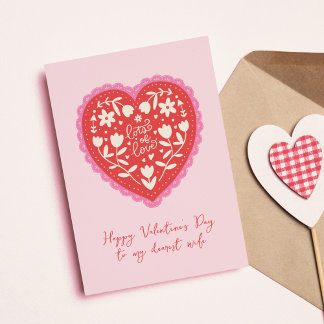 Lace Doily Heart Hand-Drawn Valentine's Day シーズンカード