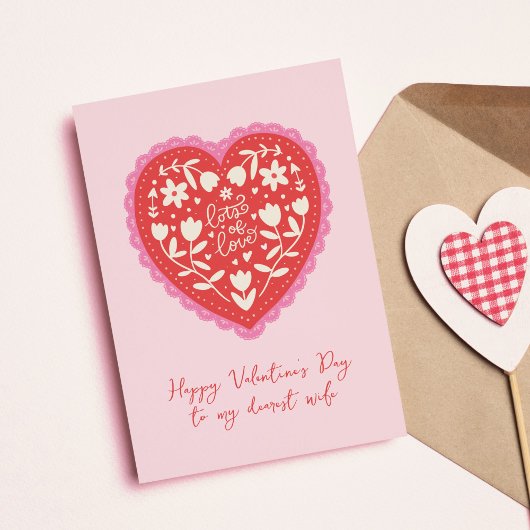 Lace Doily Heart Hand-Drawn Valentine's Day シーズンカード