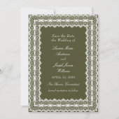 Lace Doily Vintage Green Photo Wedding セーブザデート (正面)