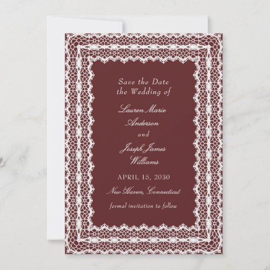 Lace Doily Vintage Style Photo Wedding セーブザデート (正面)