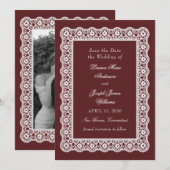 Lace Doily Vintage Style Photo Wedding セーブザデート (正面/裏面)