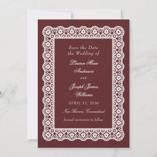 Lace Doily Vintage Style Photo Wedding セーブザデート (正面)