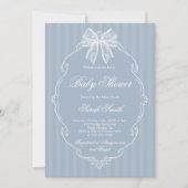 Lace Dusty Blue Baby Shower 招待状 (正面)