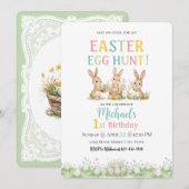 Lace Easter Egg Hunt Boy First Birthday Invitation 招待状 (正面/裏面)
