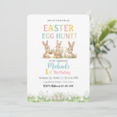 Lace Easter Egg Hunt Boy First Birthday Invitation 招待状 (スタンド正面)