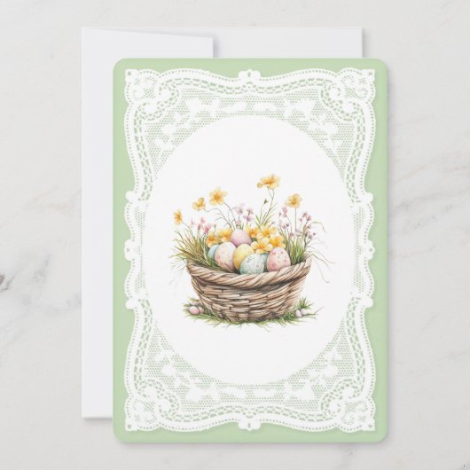 Lace Easter Egg Hunt Boy First Birthday Invitation 招待状 (裏面)