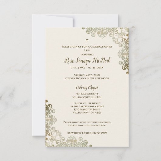 Lace Effect Remembering Dear One Memorial Funeral (裏面)