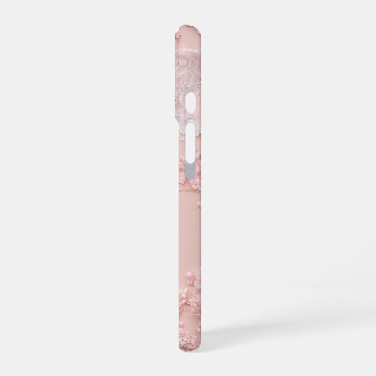 Lace Frame - Romantic Pastel Pink Phone Case iPhone 16ケース (左側面)