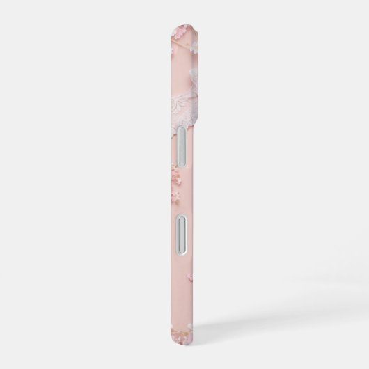 Lace Frame - Romantic Pastel Pink Phone Case iPhone 16ケース (右側面)