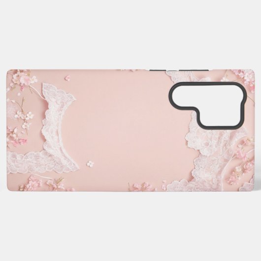 Lace Frame - Romantic Pastel Pink Phone Case Samsung Galaxyケース (裏面横)