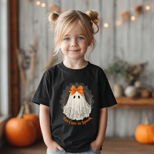 Lace Ghost in Orange Bow Ornate Frame Design ベビーTシャツ
