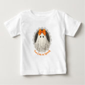 Lace Ghost in Orange Bow Ornate Frame Design ベビーTシャツ (正面)