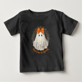 Lace Ghost in Orange Bow Ornate Frame Design ベビーTシャツ (正面)
