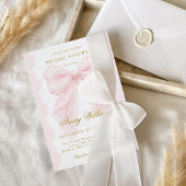 Lace Pink Bow Bridal Shower Elegant 招待状