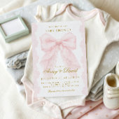 Lace Pink Bow Girl Baby Shower  招待状