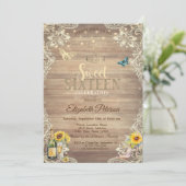 Lace Sunflowers High Heels Wood Sweet 16 Party 招待状 (スタンド正面)