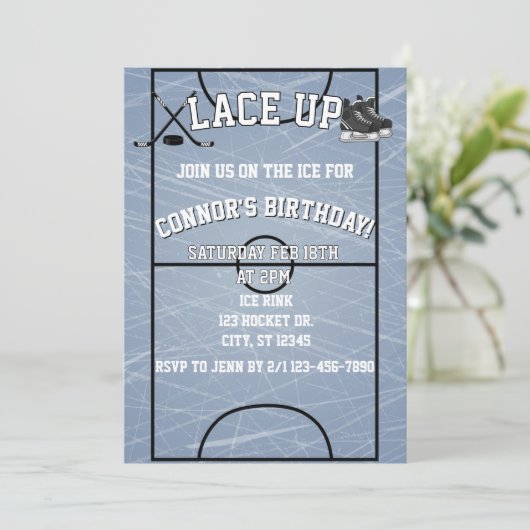 Lace Up Hockey Birthday  招待状 (スタンド正面)