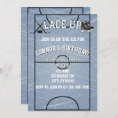 Lace Up Hockey Birthday  招待状 (正面/裏面)