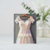 Lace Wedding Dress | Bridal Gown Watercolor ポストカード (スタンド正面)