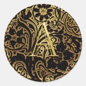 Lace Wedding Envelope Seal Gold Monogram ラウンドシール (正面)