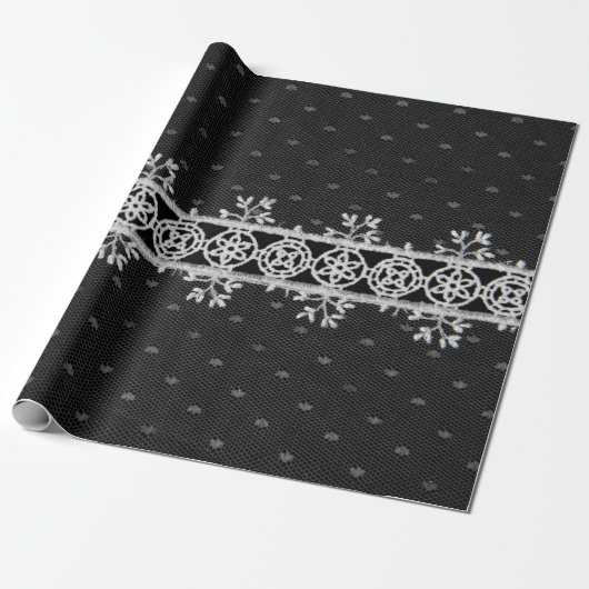 lacework line on black background ラッピングペーパー (アンロールド)