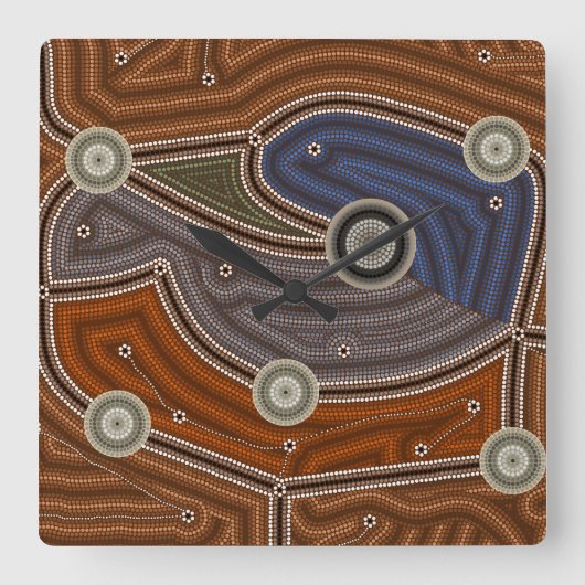 Lachender Hans oder Kookaburra Igloo Kühlbox スクエア壁時計 (正面)