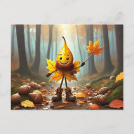 Lachendes Männlein als Herbstblatt ポストカード