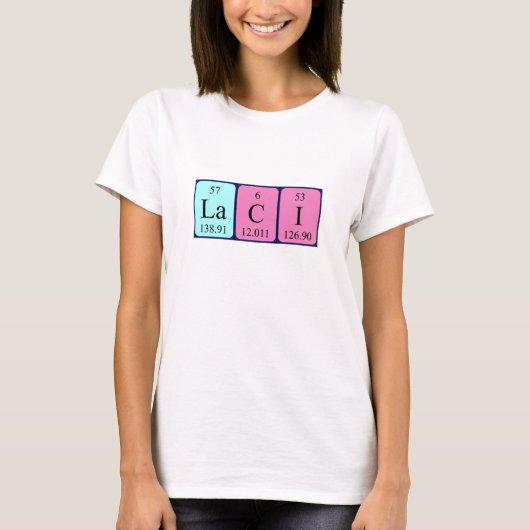 Laci期別テーブル名のシャツ Tシャツ (正面)
