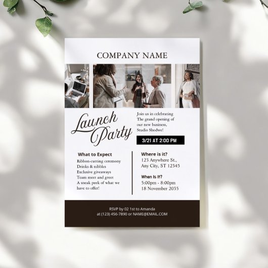 lack and White Professional Company Launch Party 招待状