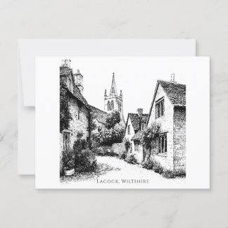 Lacock Village Sketch, Wiltshire England   ポストカード